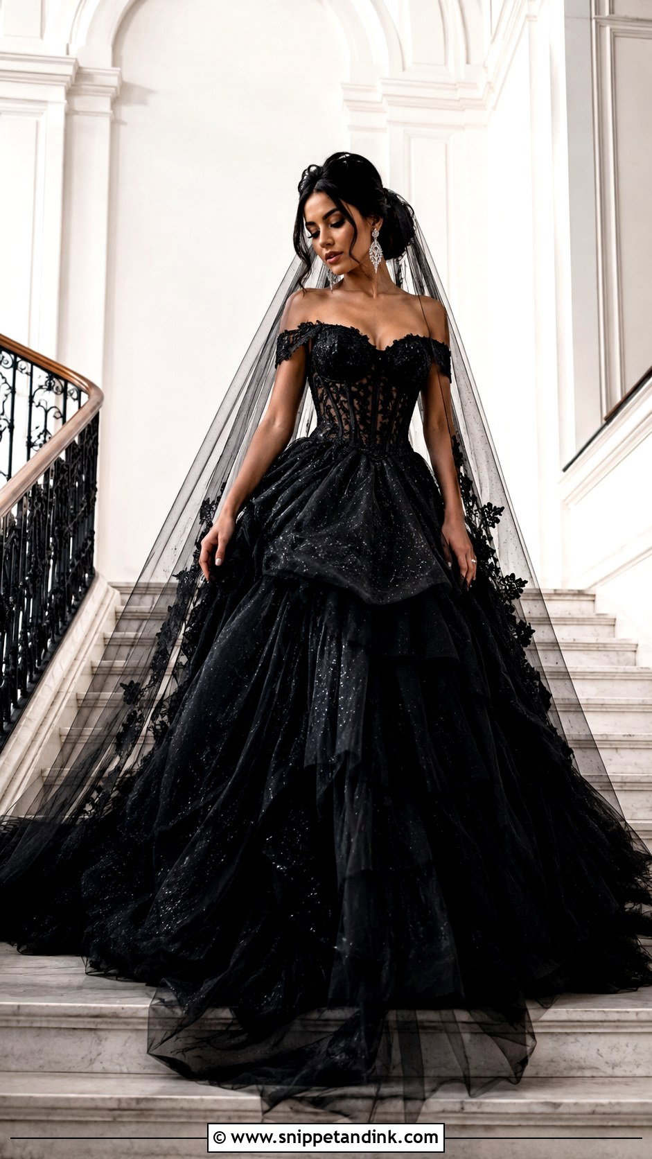 Black Corset Ball Gown Wedding Dress - Snippet and Ink - 20 Black Goth Wedding Dress Ideas
