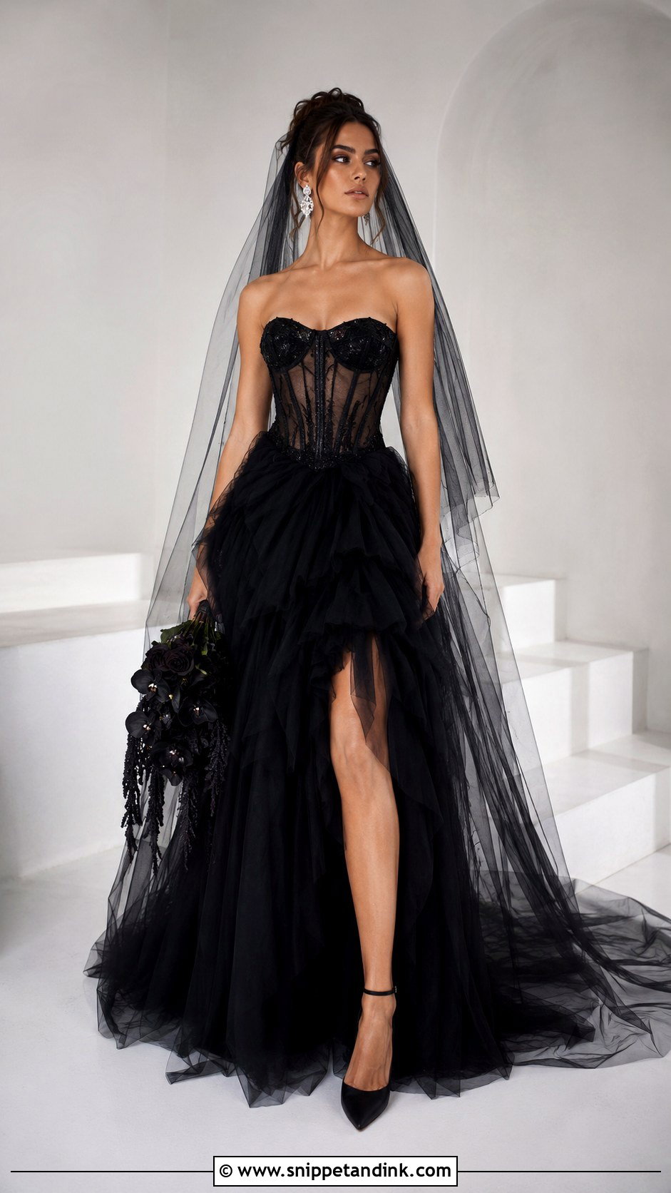 Black Corset Bridal Dress - Snippet and Ink - 30 Black Bridal Dresses