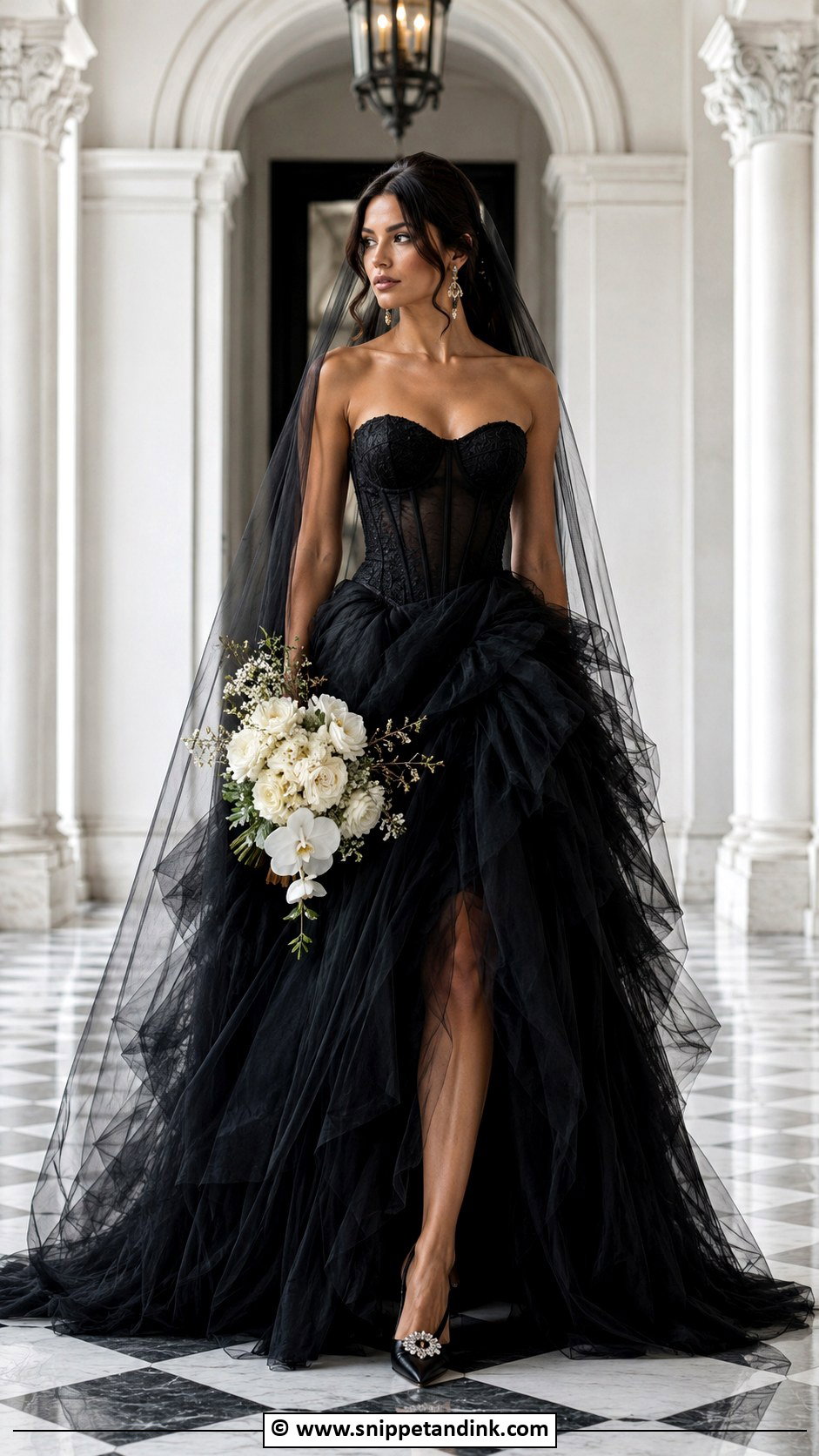 Black Corset Bridal Gown - Snippet and Ink - 25 Black Bridal Gown Ideas