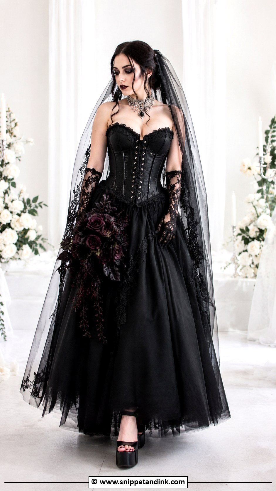 Black Corset Goth Wedding Dress - Snippet and Ink - 30 Goth Wedding Dress Ideas
