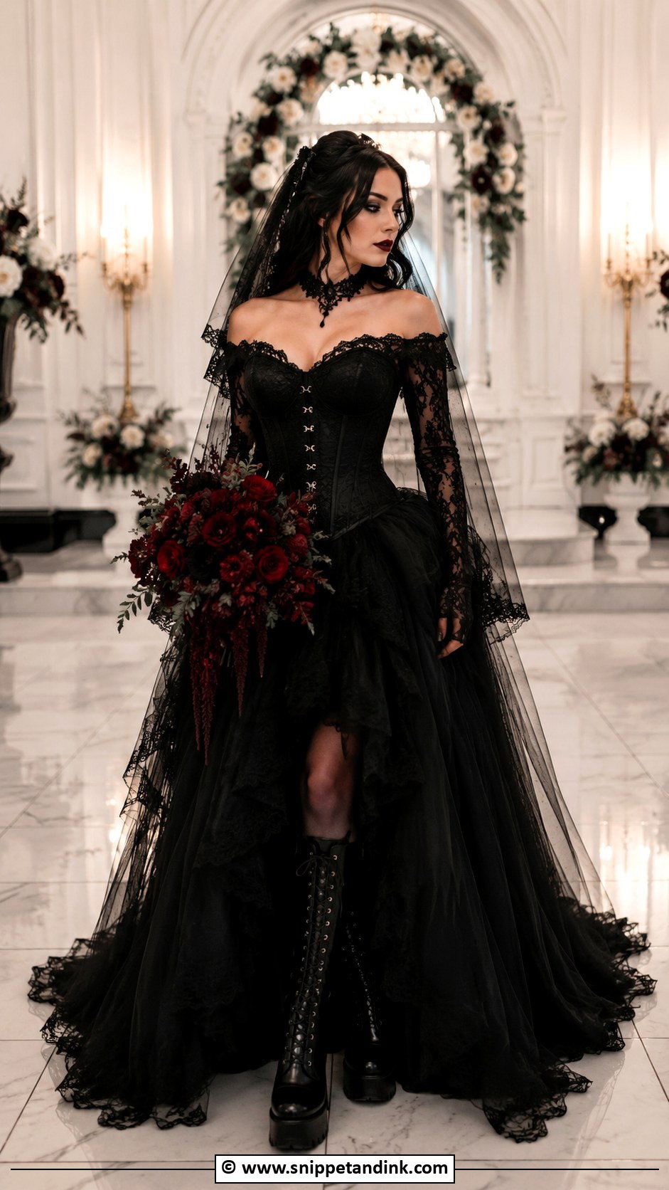 Black Corset Goth Wedding Dress - Snippet and Ink - 25 Goth Wedding Dresses