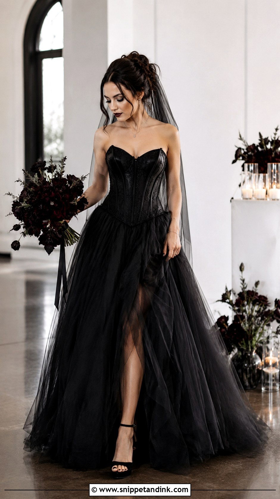 Black Corset Halloween Wedding Dress - Snippet and Ink - 25 Halloween Wedding Dresses
