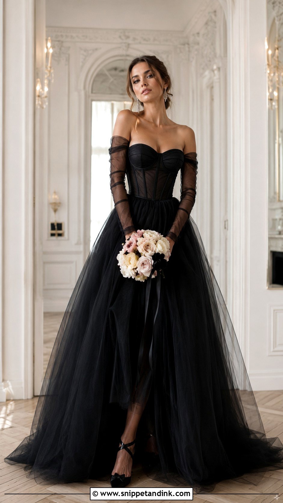 Black Corset Long Sleeve Wedding Dress - Snippet and Ink - 20 Black Long Sleeve Wedding Dress Ideas