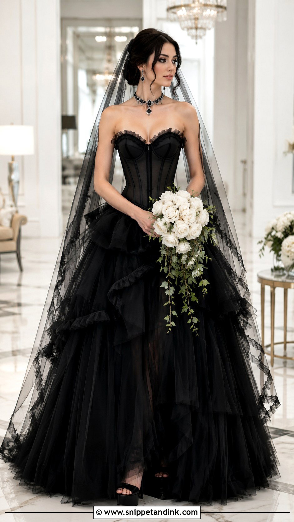 Black Corset Princess Wedding Dress - Snippet and Ink - 20 Black Wedding Dress Princess Ideas