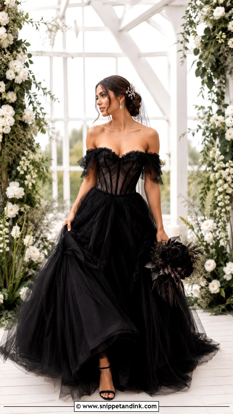 Black Corset Tulle Wedding Dress - Snippet and Ink - 20 Dark Fairytale Wedding Dress Ideas