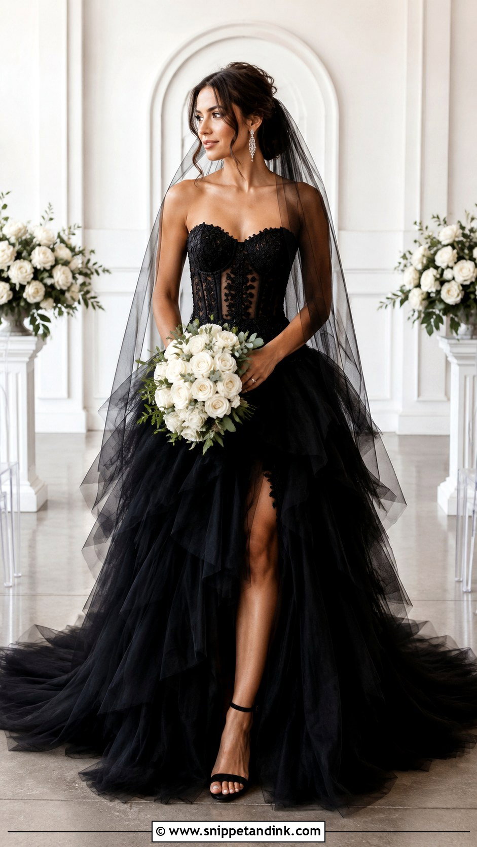 Black Corset Tulle Wedding Gown - Snippet and Ink - 20 Black Wedding Gown Ideas