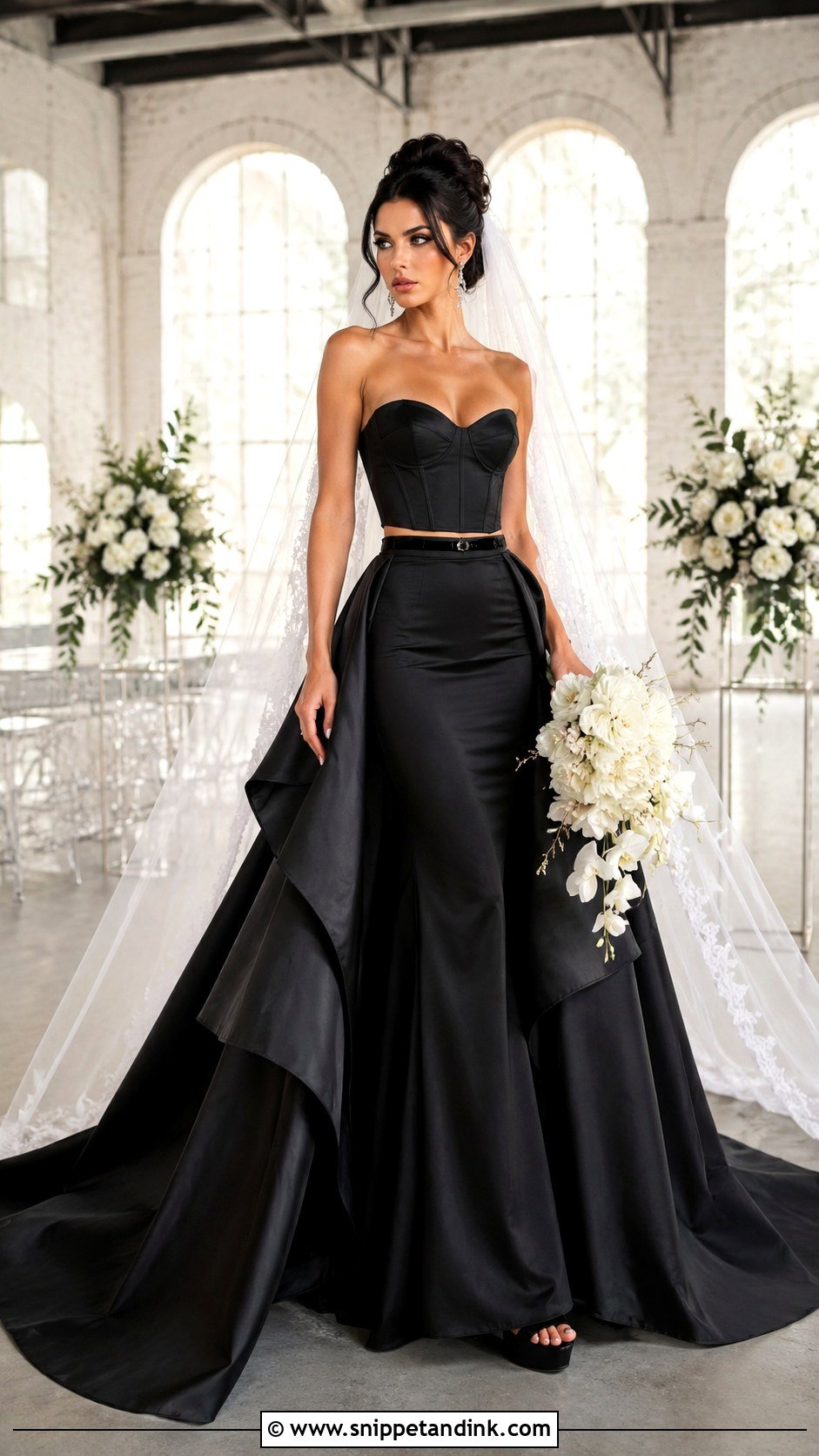 Black Corset Two Piece Wedding Dress - Snippet and Ink - 20 Dark Fantasy Wedding Dress Ideas