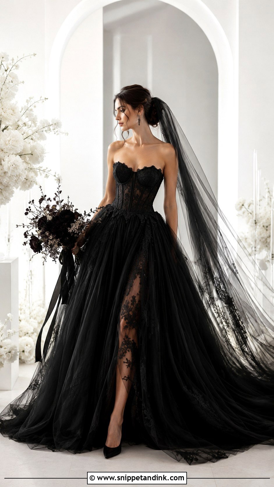 Black Corset Wedding Dress - Snippet and Ink - 30 Elegant Black Wedding Dress Ideas