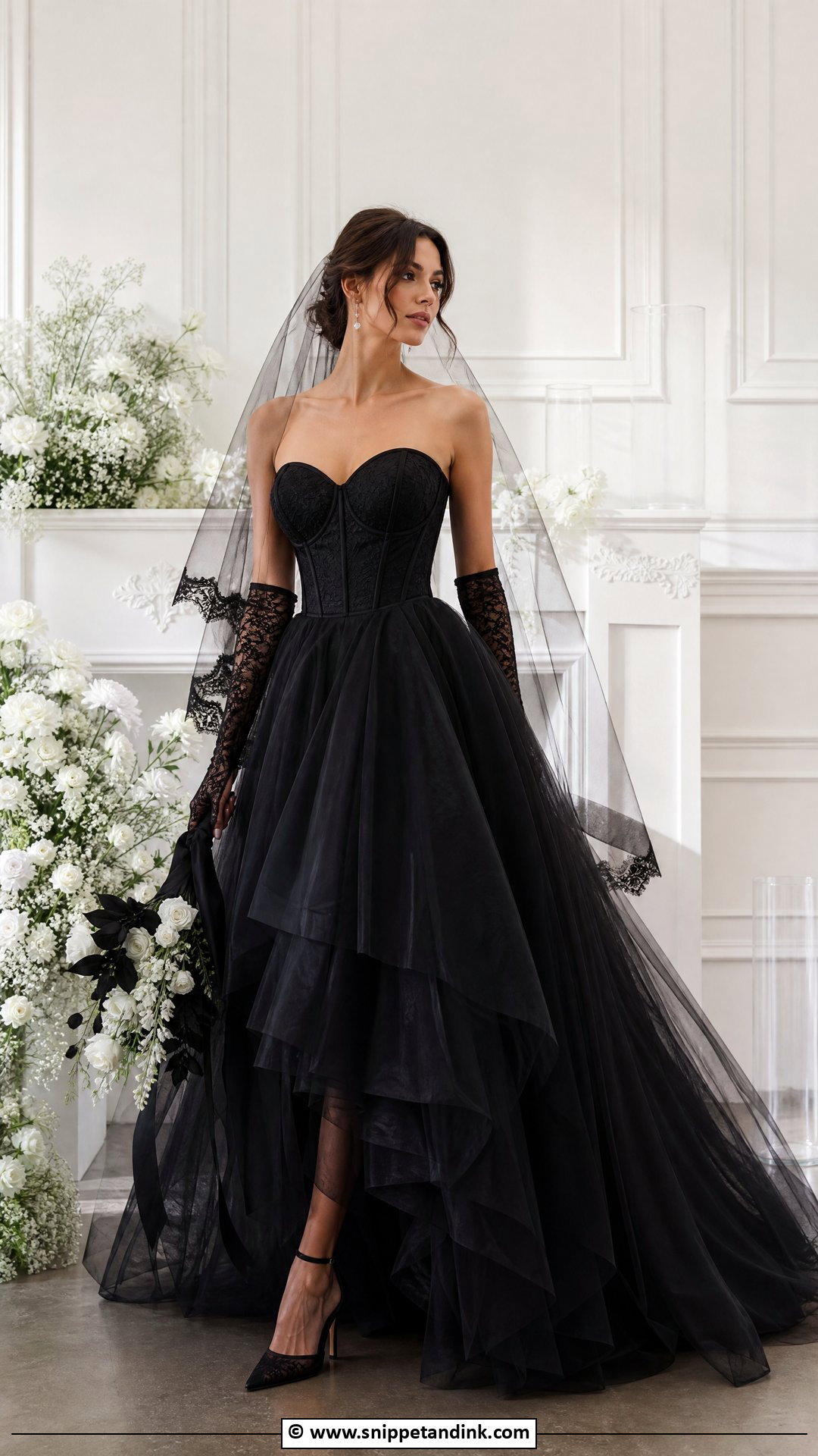 Black Corset Wedding Dress - Snippet and Ink - 35 Black Wedding Dresses