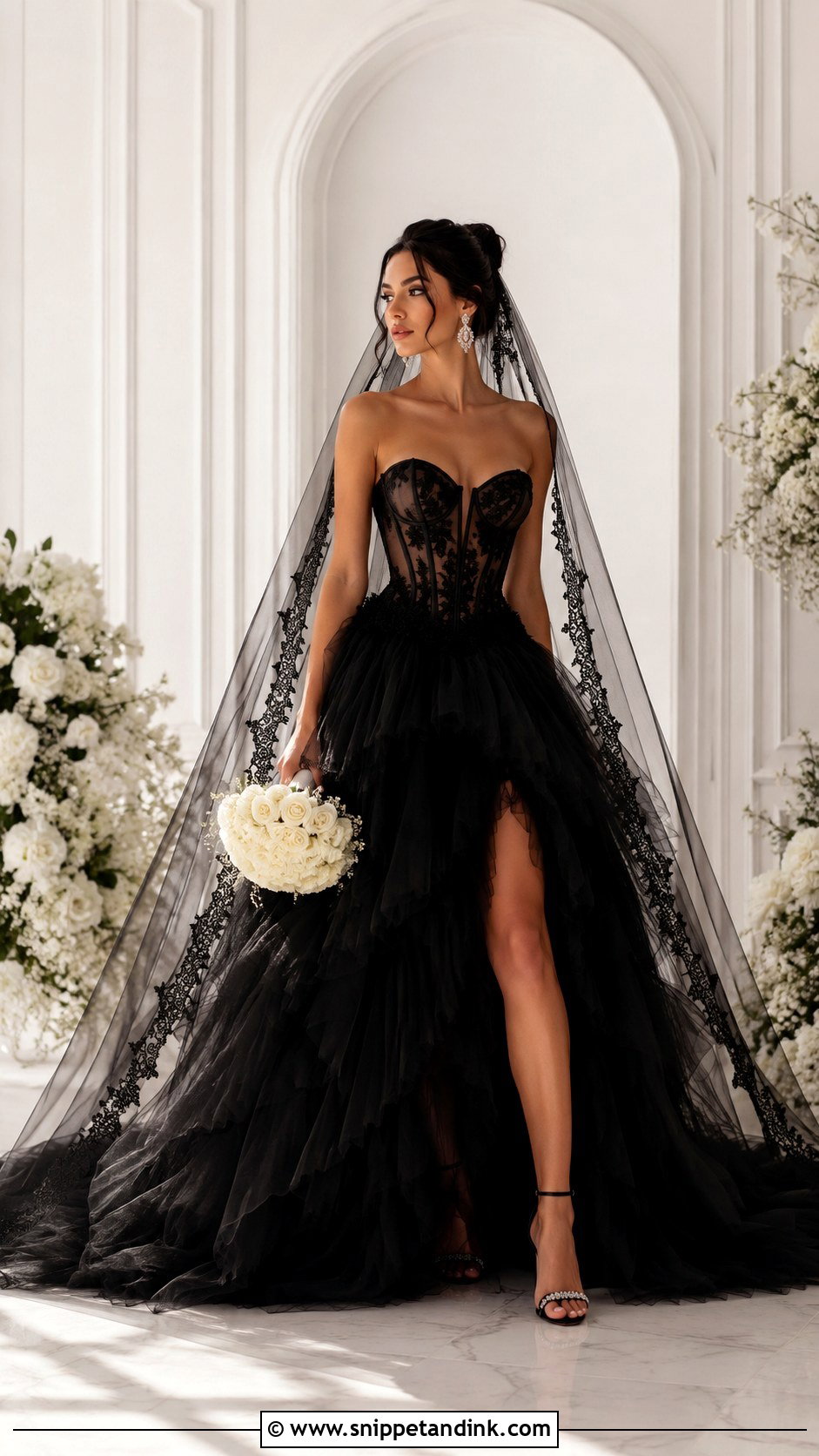 Black Corset Wedding Dress - Snippet and Ink - 30 Black Wedding Dress Ideas