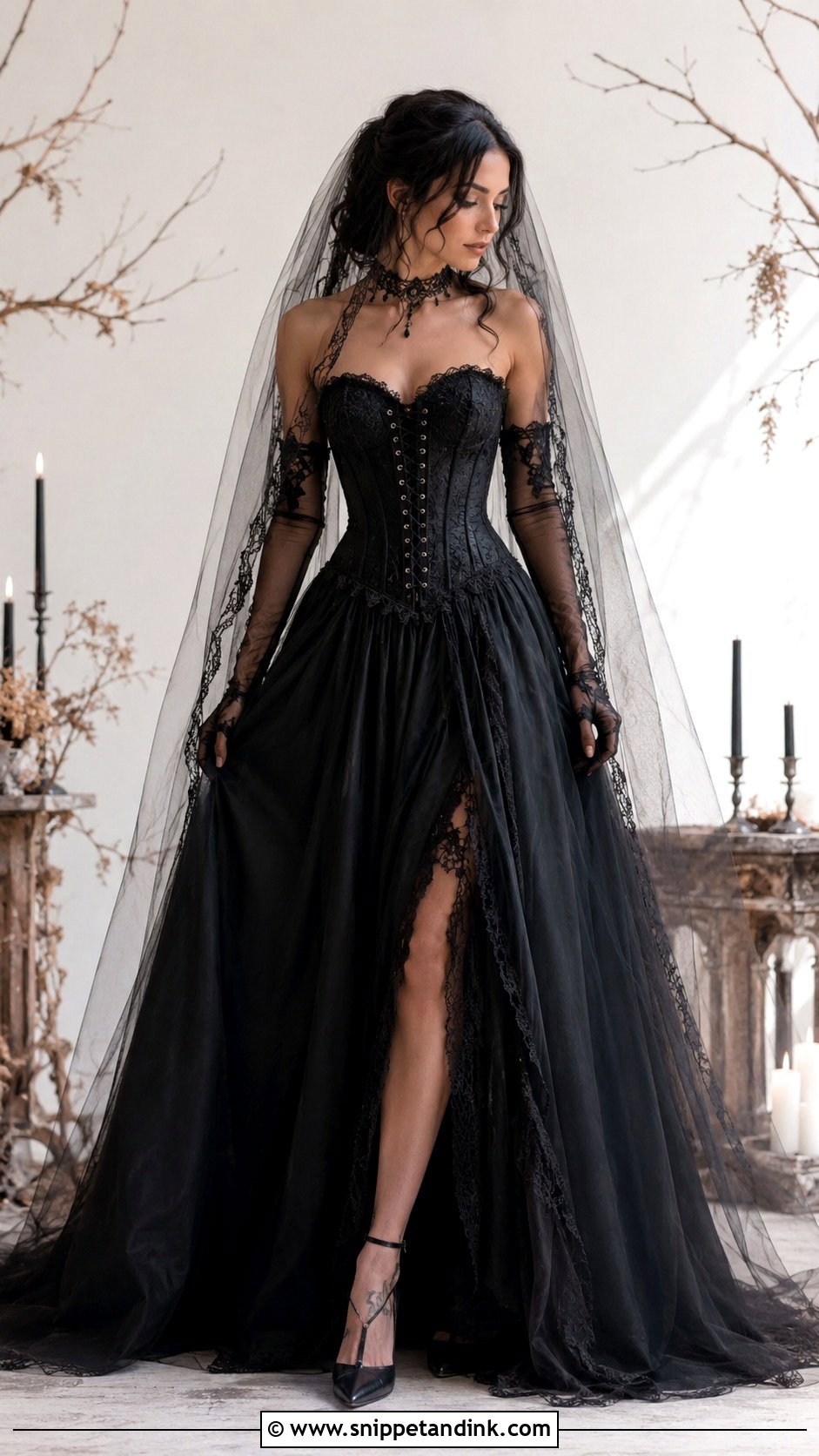 Black Corset Wedding Dress - Snippet and Ink - 30 Witchy Wedding Dress Ideas