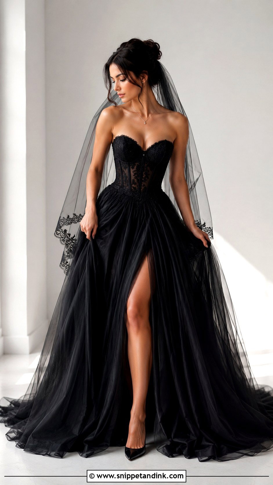 Black Corset Wedding Dress - Snippet and Ink - 25 Black Wedding Dress Aesthetic Ideas