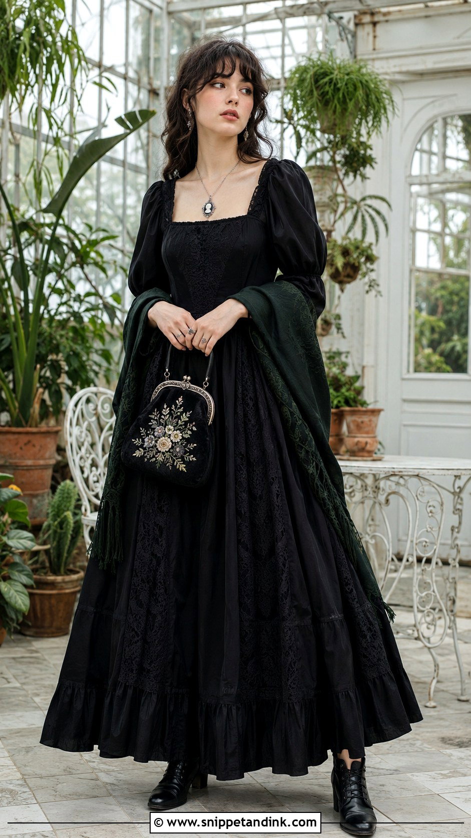 Black Cottagecore Gown - Snippet and Ink - 20 Cottagecore Gowns