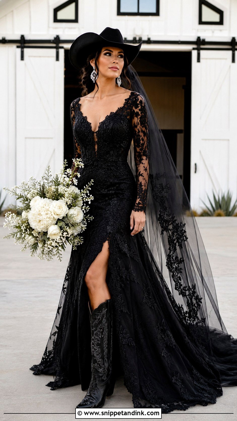 Black Cowboy Wedding Dress - Snippet and Ink - 20 Cowboy Wedding Dress Ideas