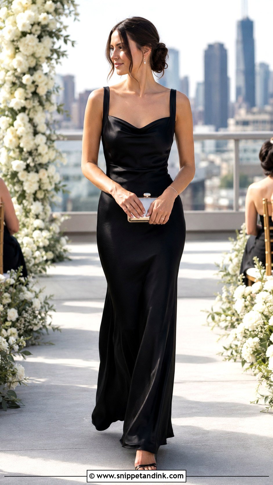 Black Cowl Neck Slip Maid of Honor Dress - Snippet and Ink - 20 Black Maid of Honor Dress Ideas