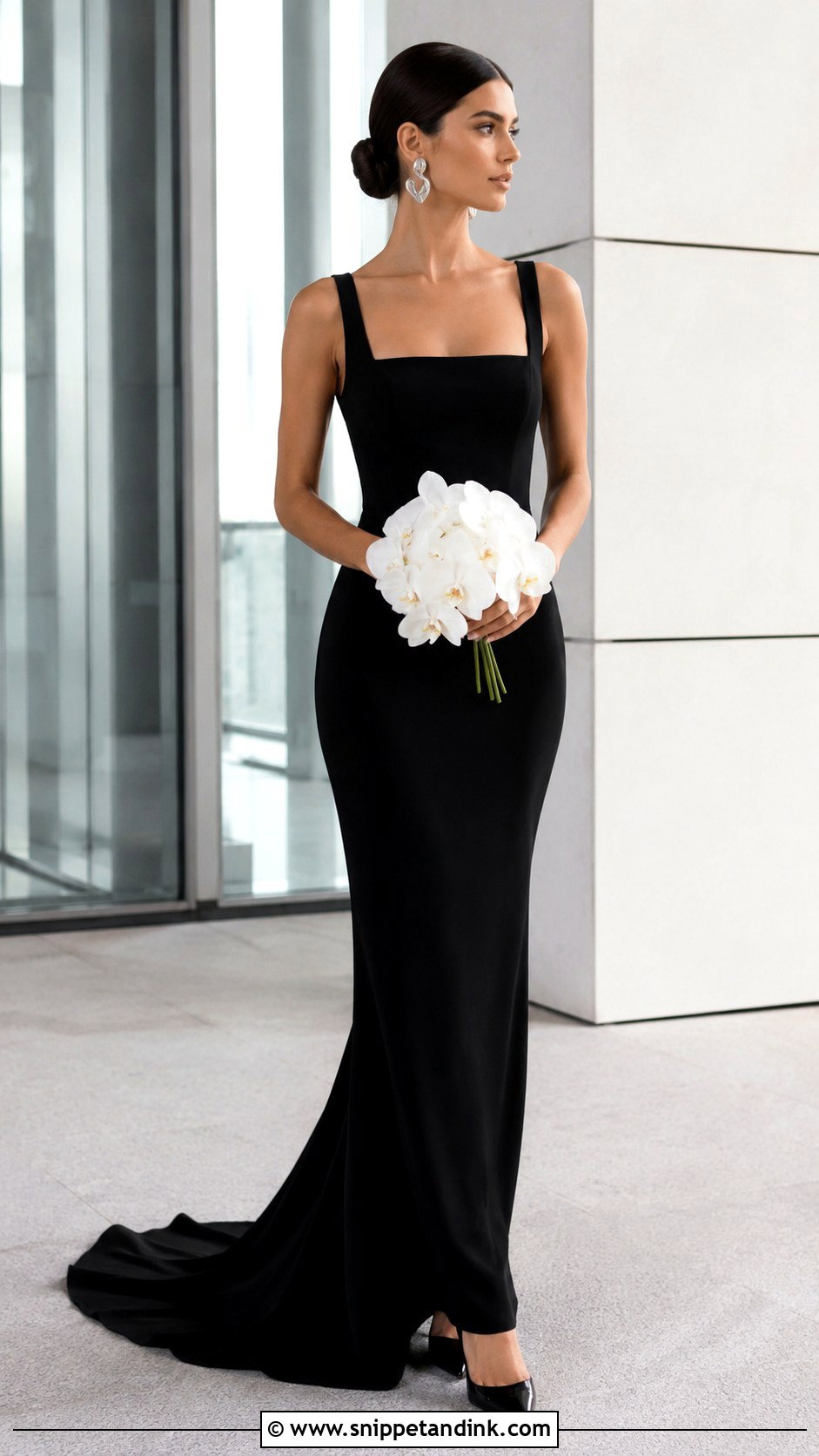 Black Crepe Column Wedding Dress - Snippet and Ink - 20 Classy Black Wedding Dress Ideas