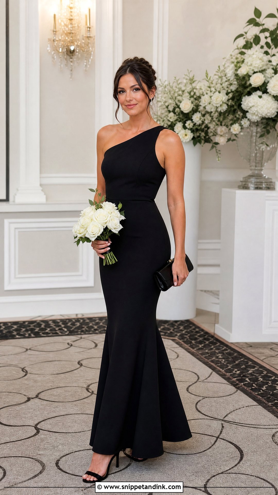 Black Crepe Mermaid Bridesmaid Dress - Snippet and Ink - 20 Black Bridal Party Dress Ideas