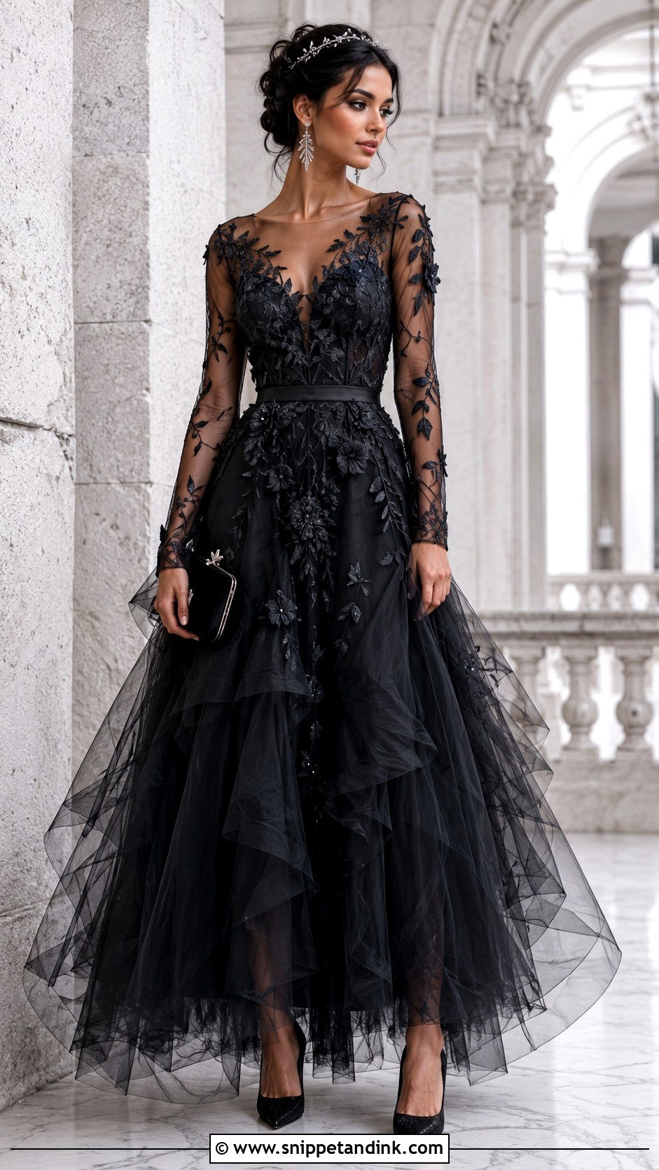 Black Dark Fairy Gown - Snippet and Ink - 20 Fairy Tail Gown Ideas