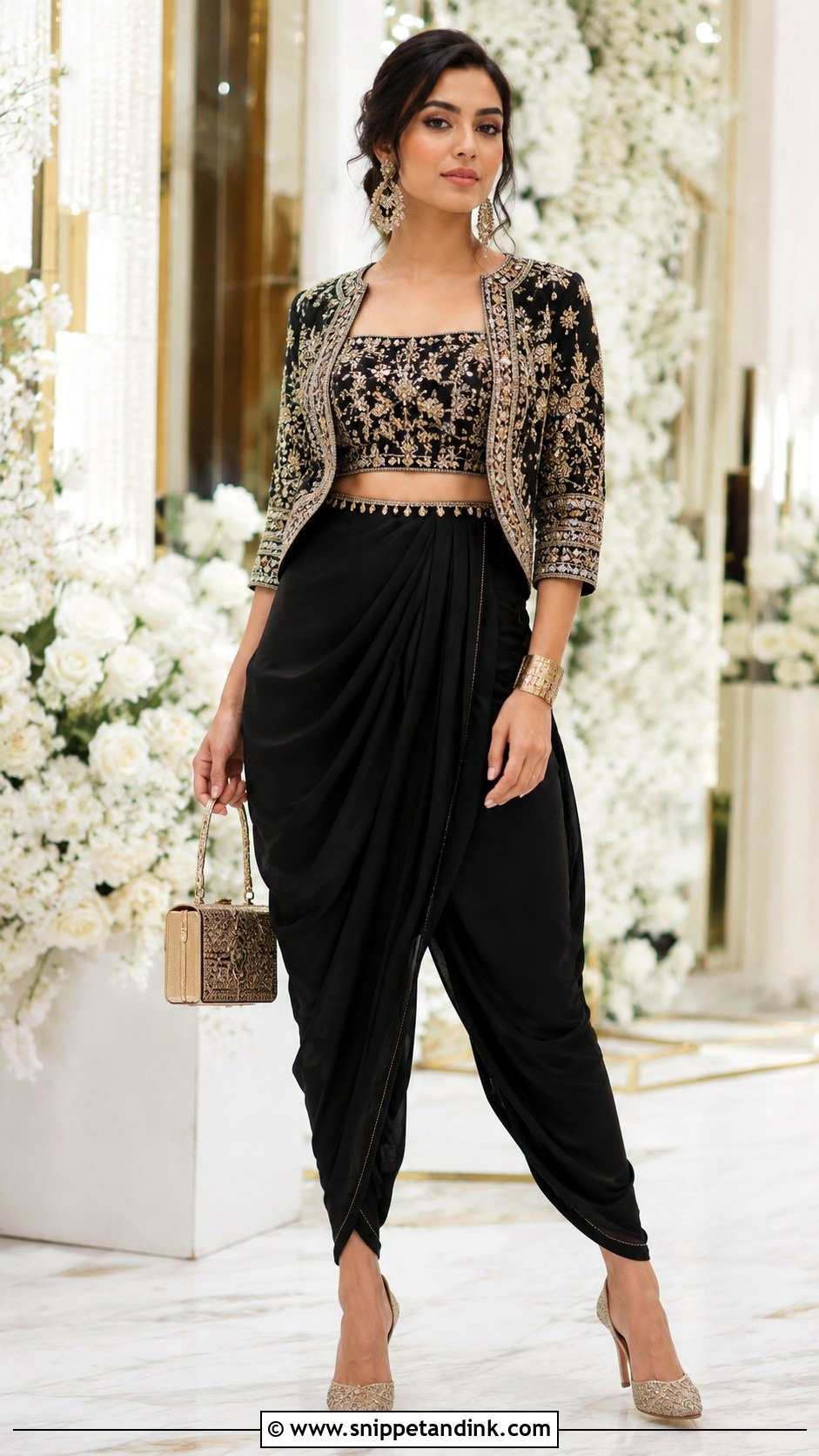 Black Dhoti Pant Set - Snippet and Ink - 20 Black Indian Wedding Dress Ideas