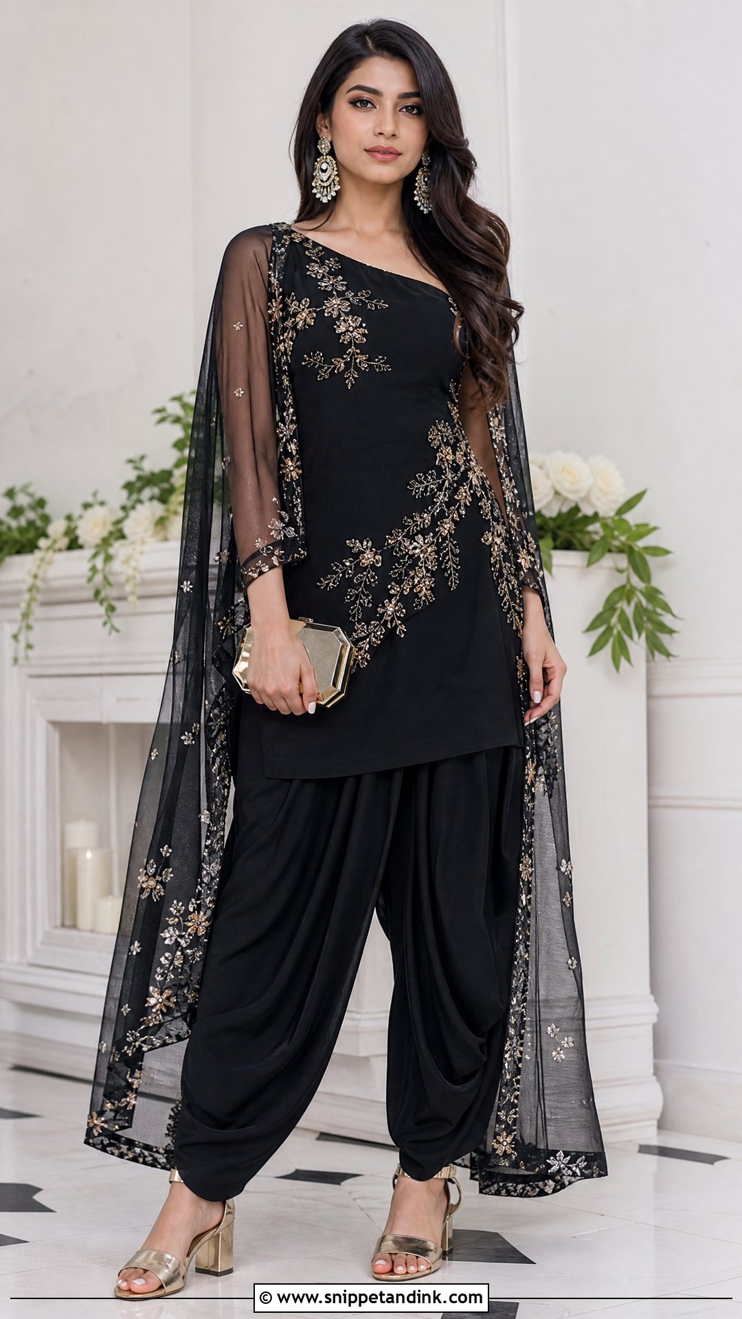 Black Dhoti Pants And Kurta For Sangeet - Snippet and Ink - 25 Black Sangeet Outfit Ideas