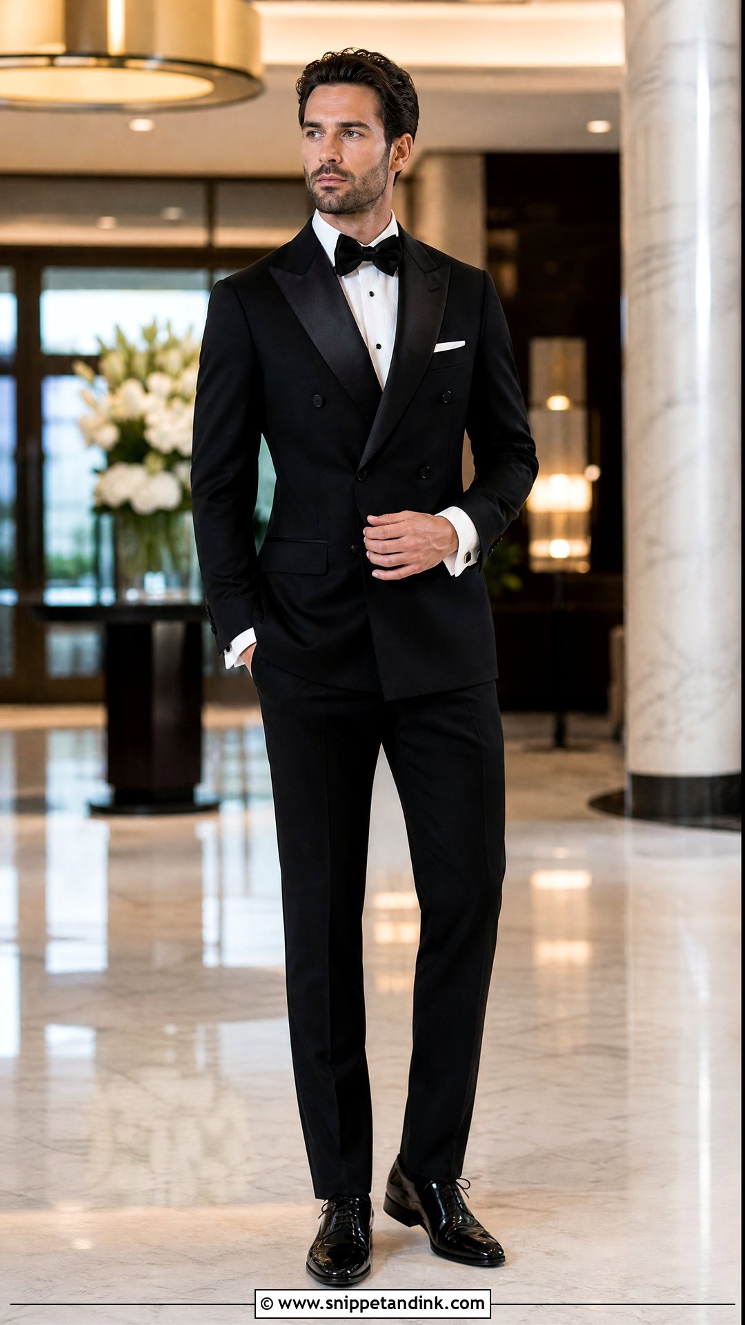 Black Double Breasted Tuxedo With White Shirt - Snippet and Ink - 20 White and Black Tuxedo Wedding Ideas