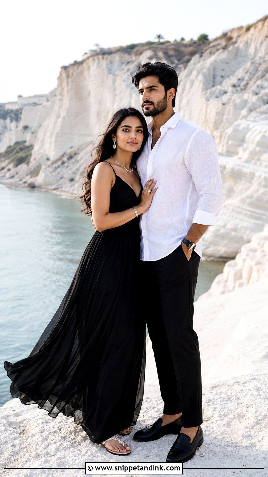 Black Dress And White Shirt Outfit - Snippet and Ink - 20 Beach Pre Wedding Shoot Outfit Ideas