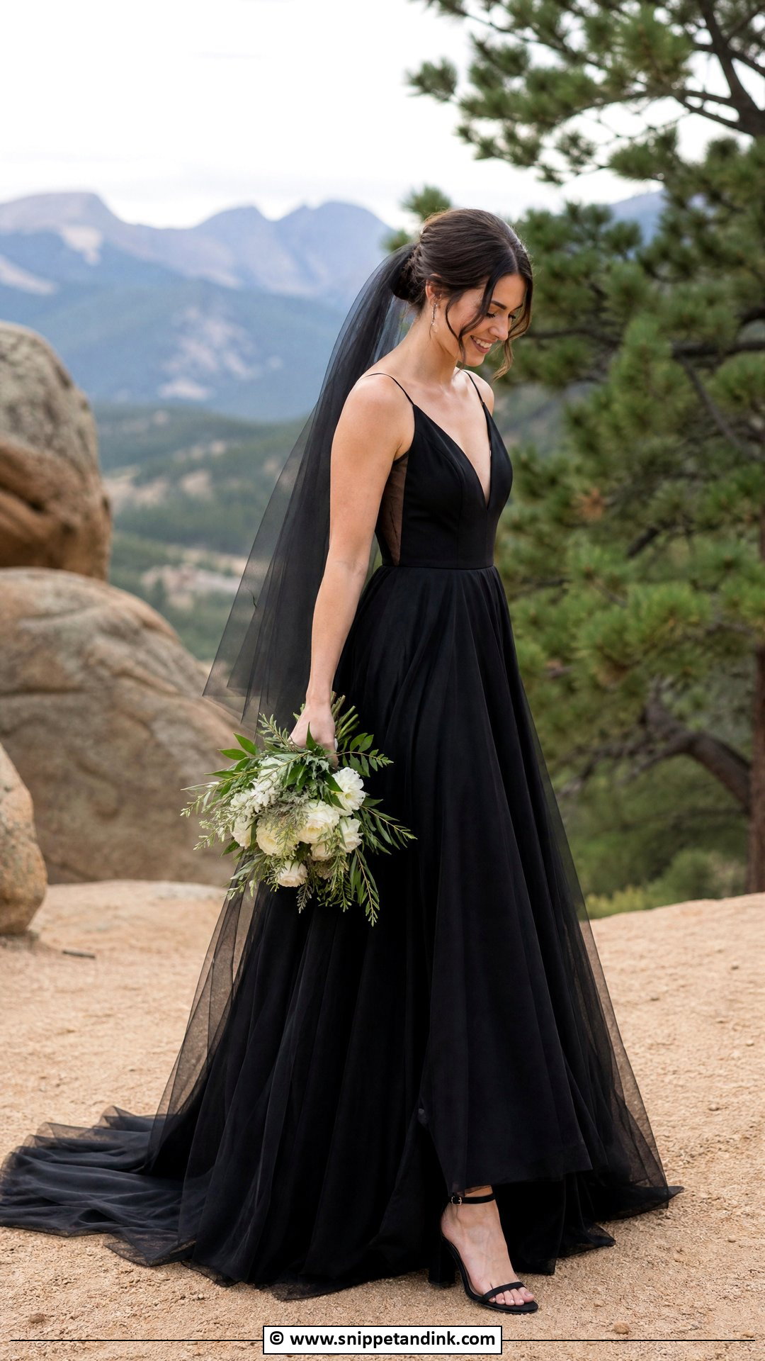 Black Elopement Wedding Dress - Snippet and Ink - 35 Black Wedding Dresses