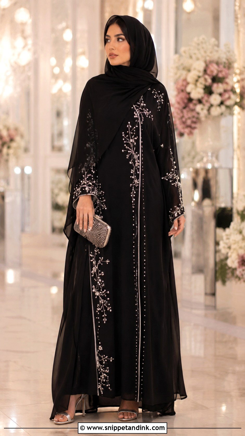 Black Embellished Abaya - Snippet and Ink - 30 Wedding Abaya Ideas