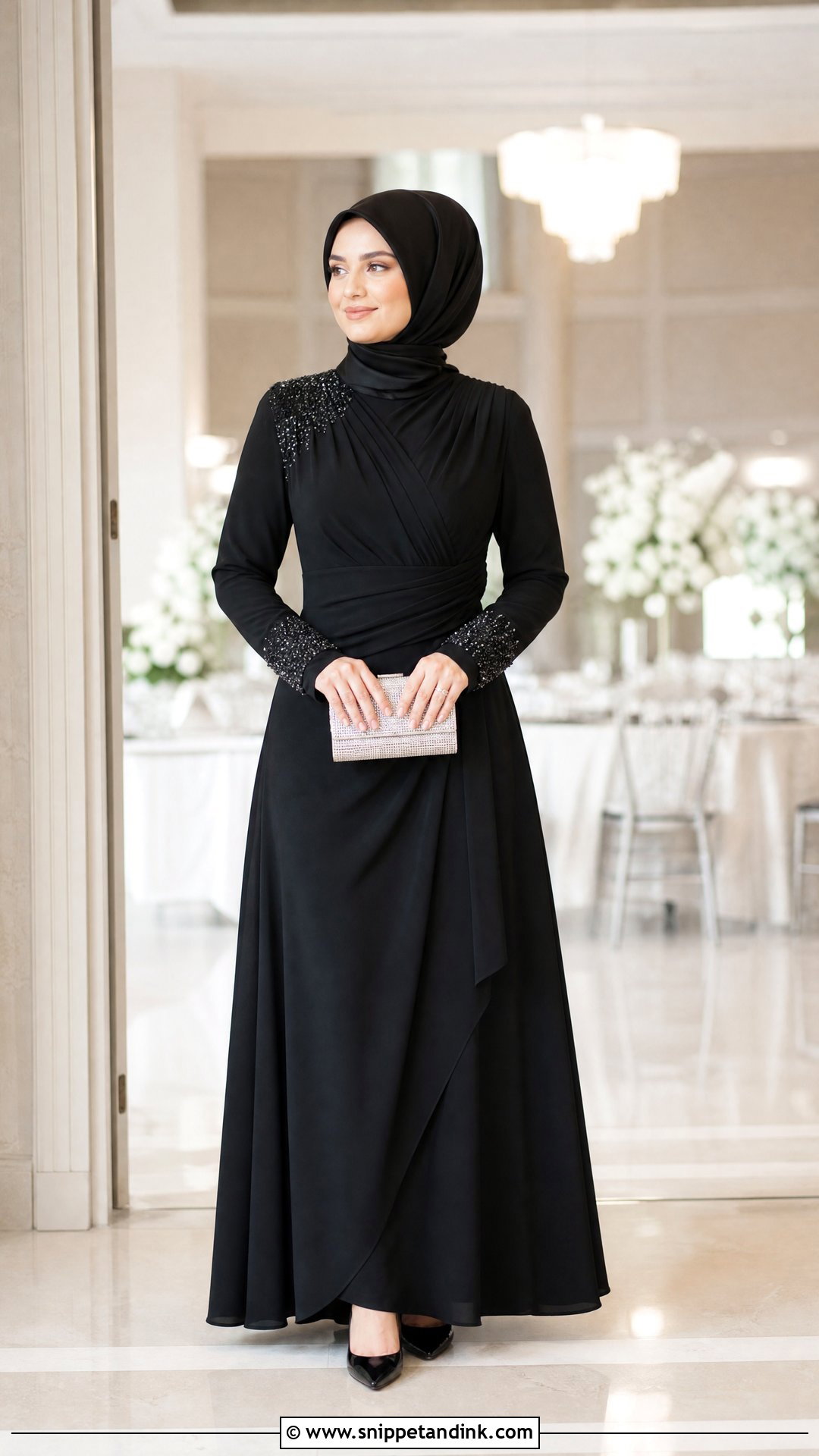 Black Embellished Hijab Formal Dress - Snippet and Ink - 25 Hijab Formal Dress Ideas