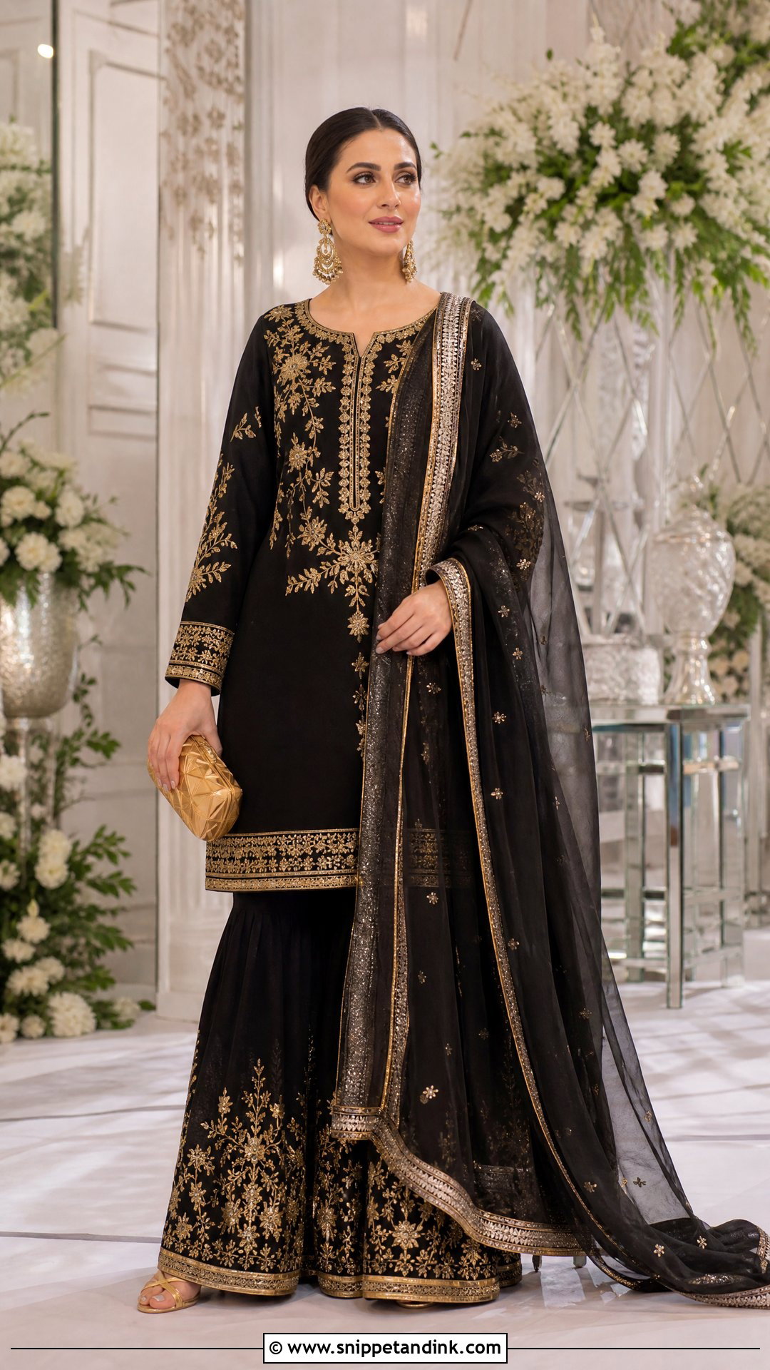 Black Embroidered Reception Shalwar - Snippet and Ink - 20 Wedding Shalwar Design for Women Ideas