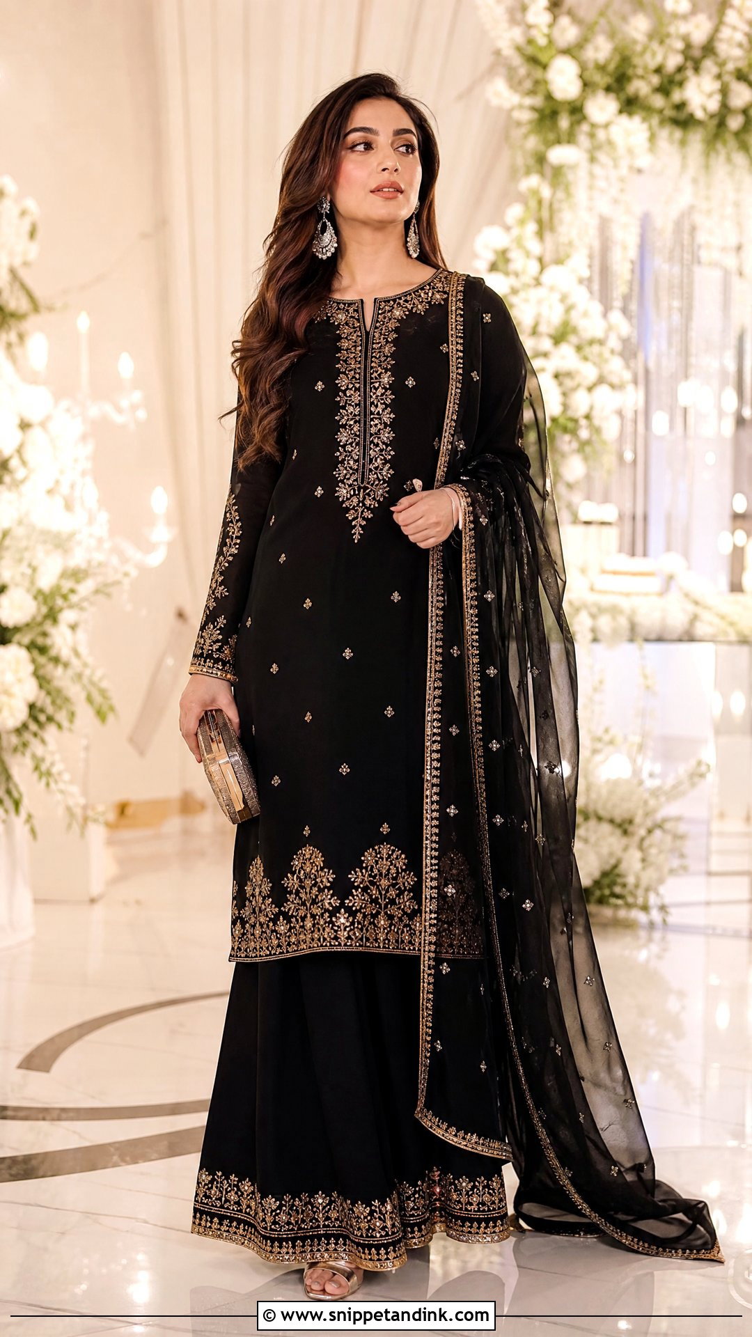 Black Embroidered Reception Suit - Snippet and Ink - 20 Suit Ideas for Women Indian Wedding