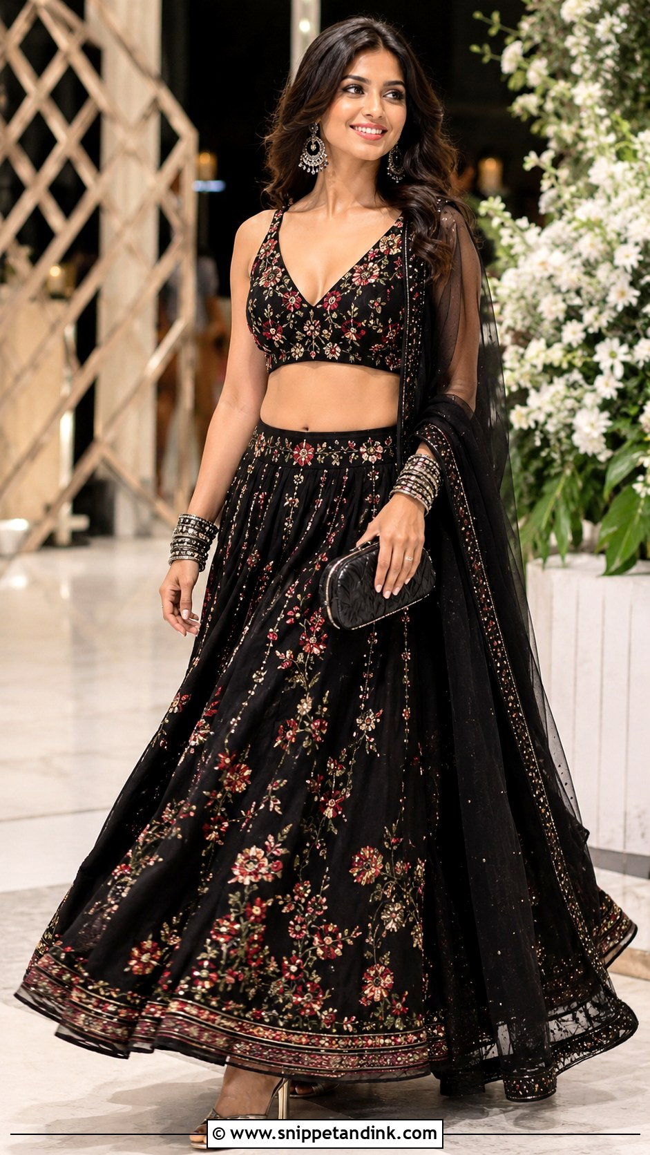 Black Embroidered Sangeet Lehenga - Snippet and Ink - 20 Indian Weddings Lehnga Designs