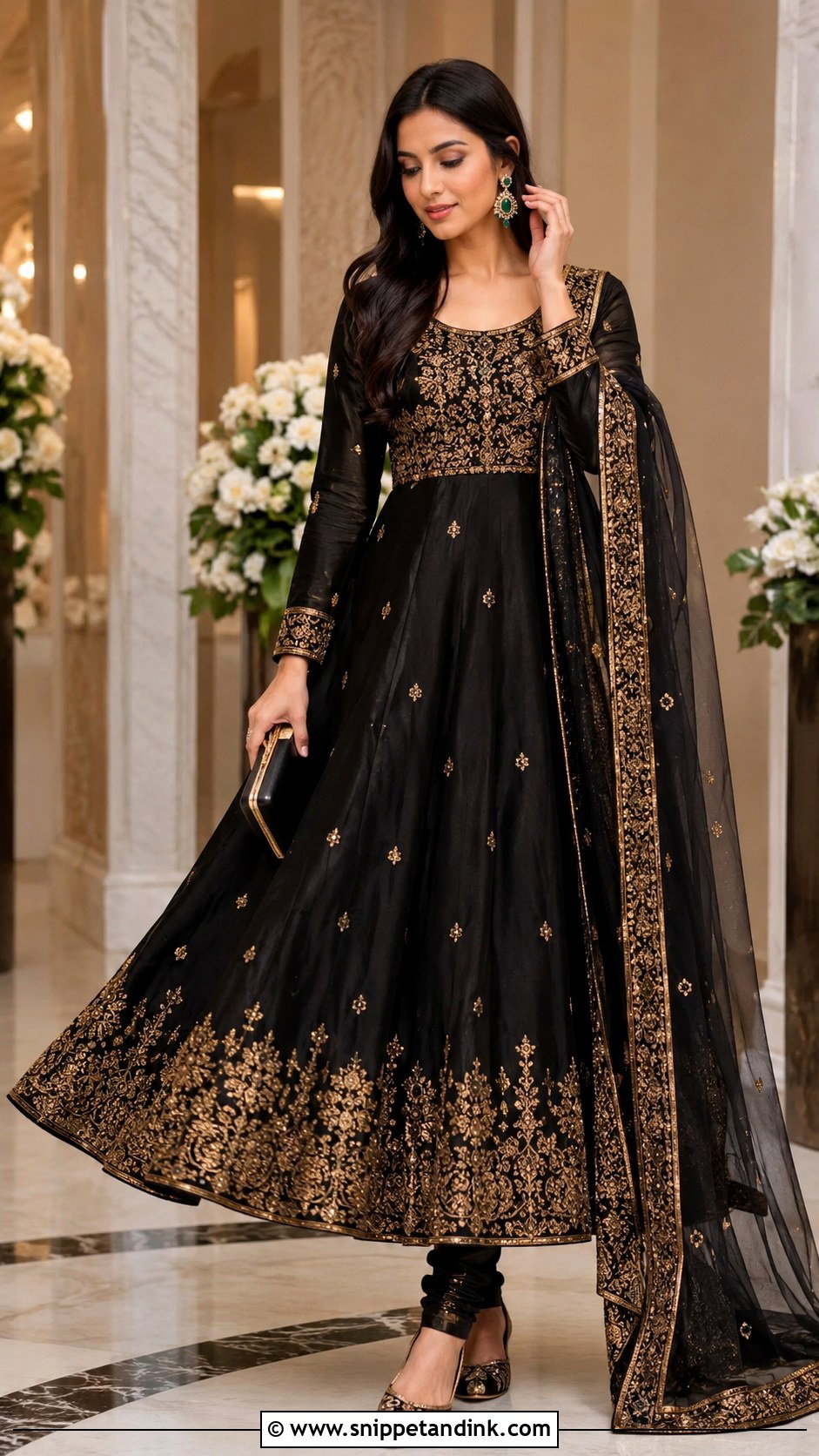 Black Embroidered Wedding Anarkali - Snippet and Ink - 20 Wedding Anarkali Ideas