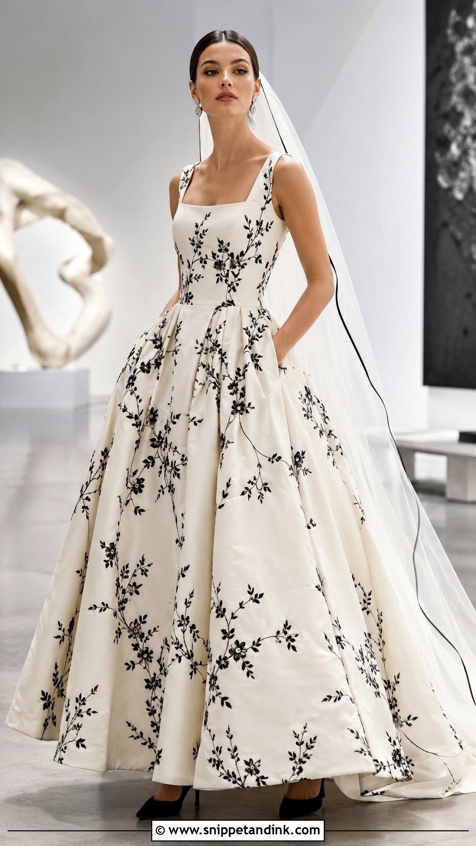 Black Embroidered Wedding Gown - Snippet and Ink - 20 Embroidered Wedding Gown Ideas