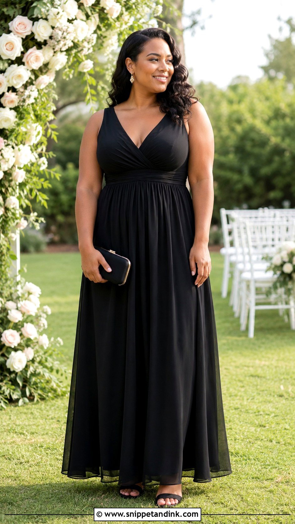Black Empire Waist Bridal Party Dress - Snippet and Ink - 20 Bridal Party Black Dresses