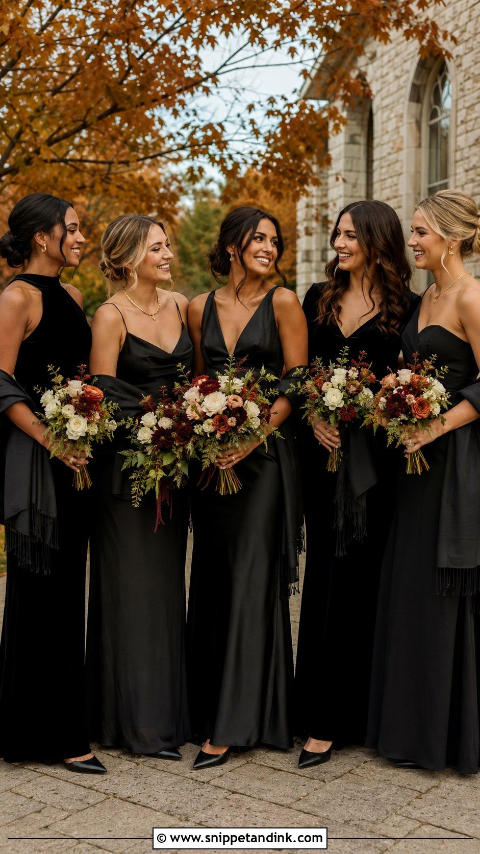 Black Fall Bridal Party Outfits - Snippet and Ink - 20 Bridal Party in Black Ideas