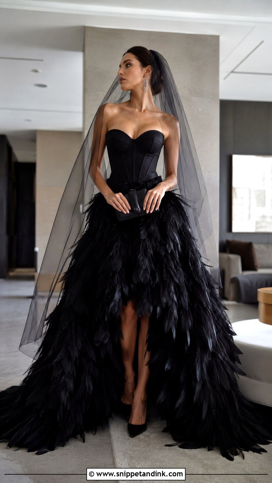 Black Feather Wedding Dress - Snippet and Ink - 20 Crazy Wedding Dresses