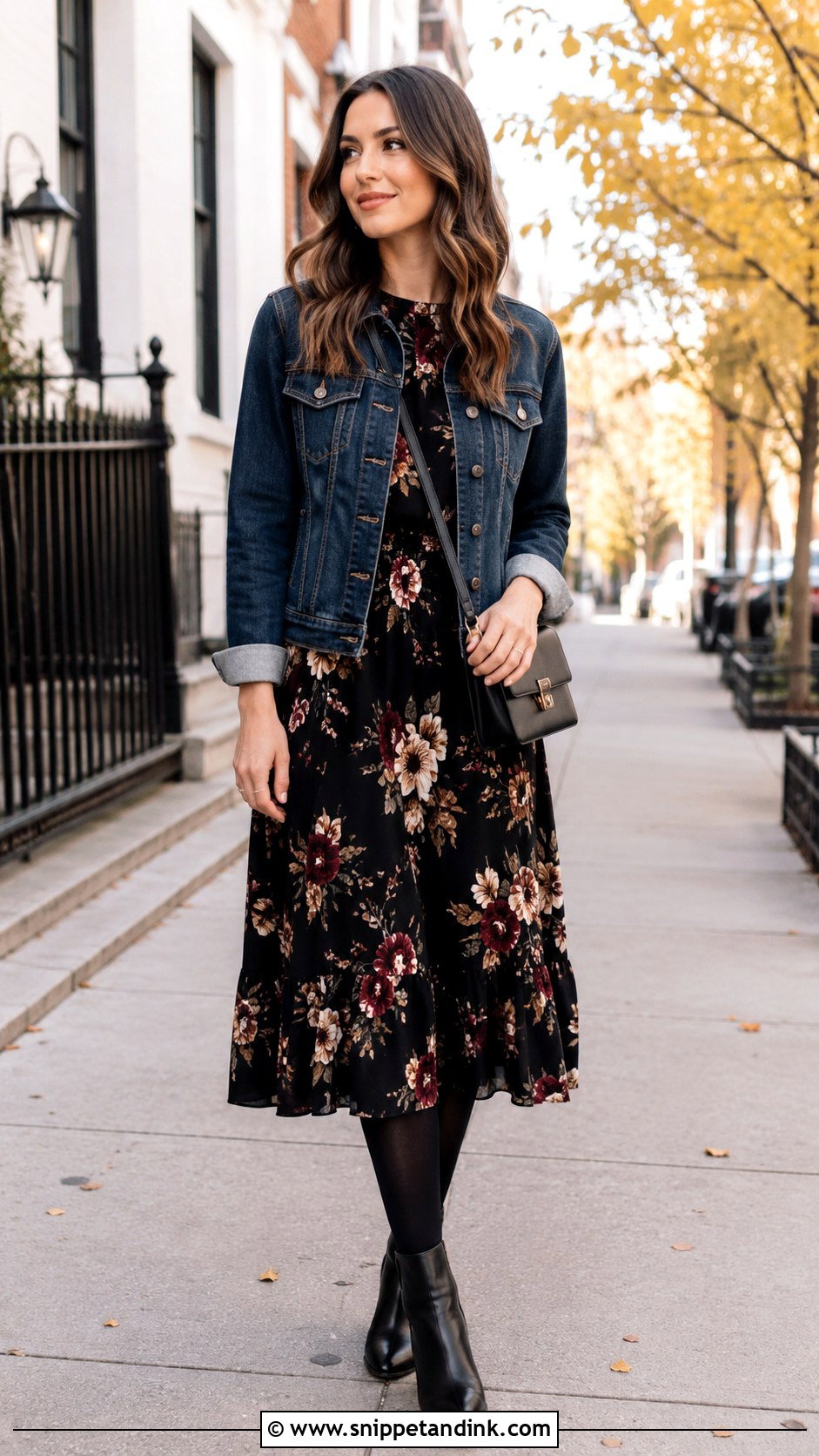 Black Floral Dress With Ankle Boots - Snippet and Ink - 20 Dresses Flowers