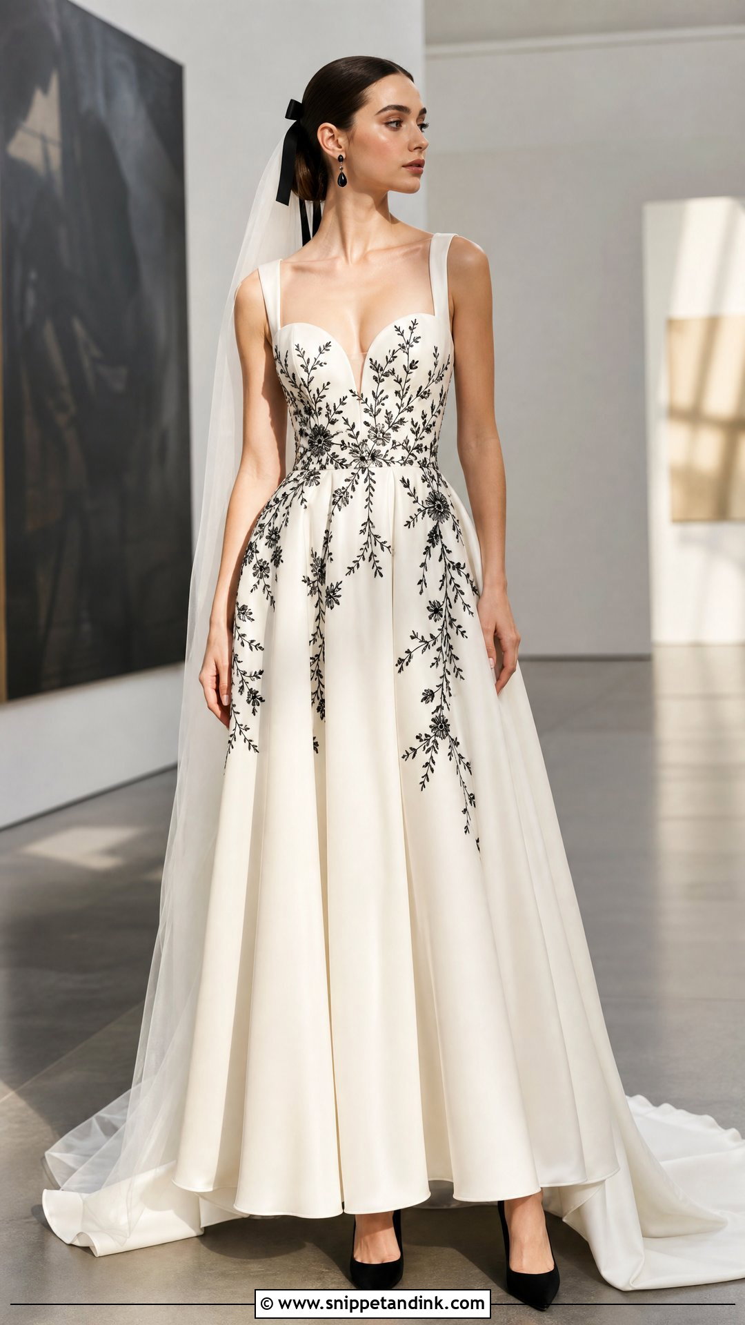 Black Floral Embroidered Wedding Dress - Snippet and Ink - 20 Wedding Dress Floral Embroidery Ideas