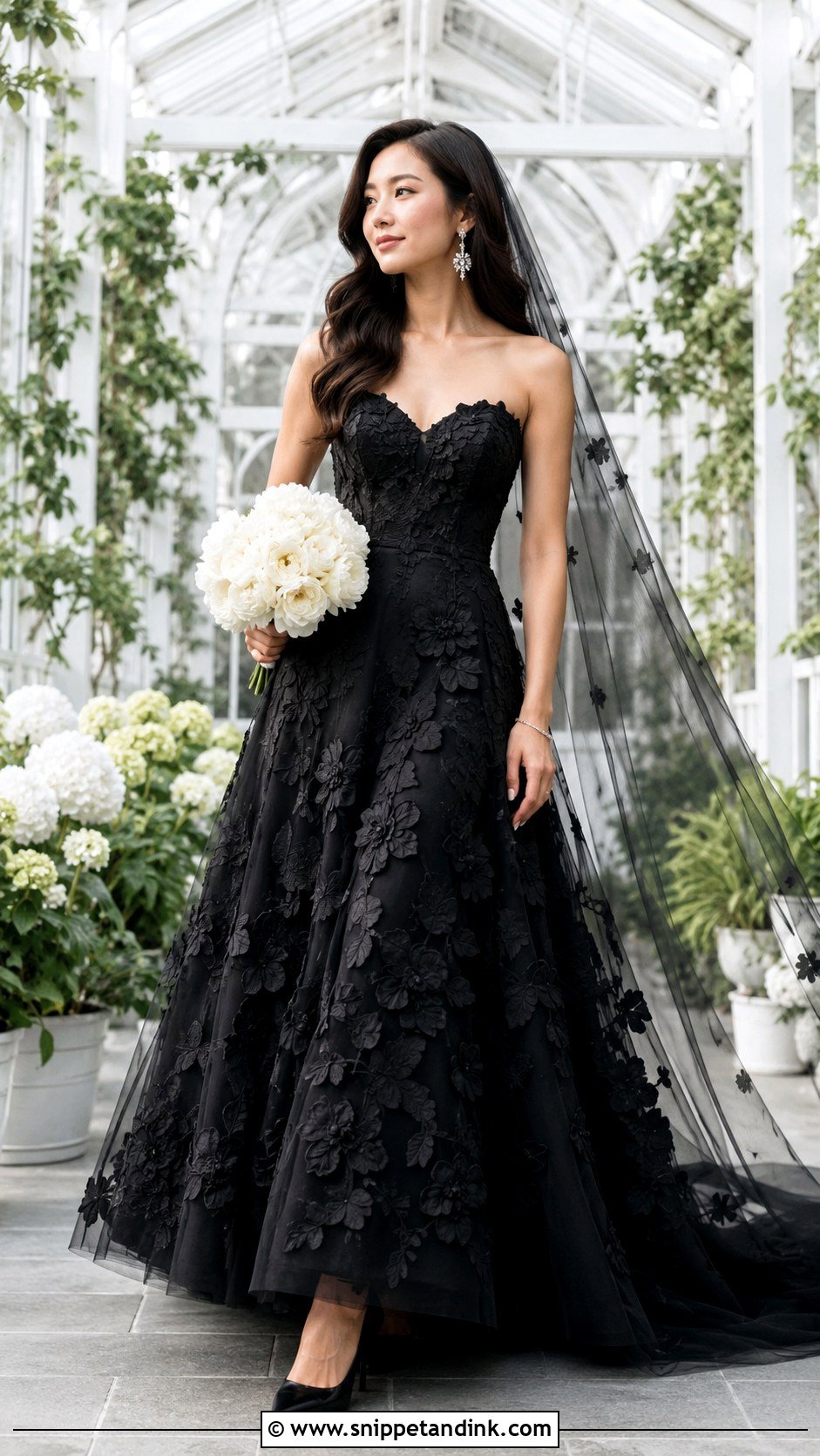 Black Floral Lace Wedding Dress - Snippet and Ink - 20 Elegant Black Lace Wedding Dress Ideas