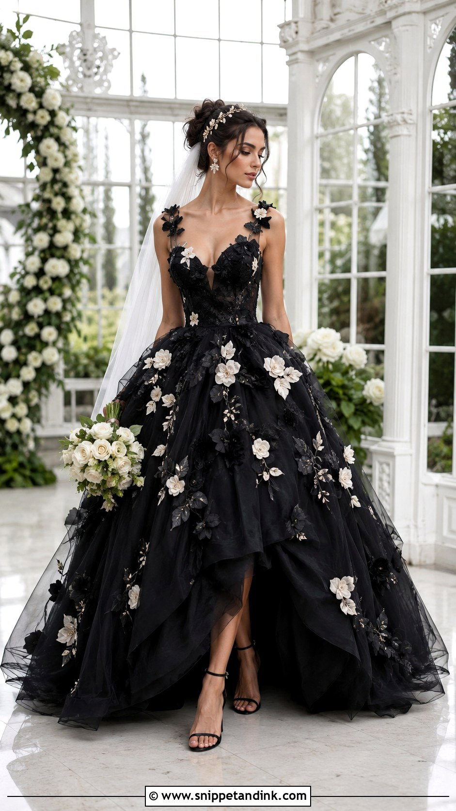 Black Floral Princess Wedding Dress - Snippet and Ink - 20 Black Wedding Dress Princess Ideas