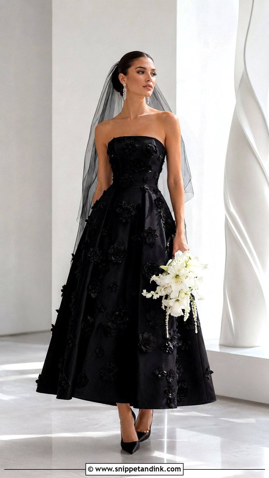 Black Floral Wedding Dress - Snippet and Ink - 20 Flowered Wedding Dress Ideas