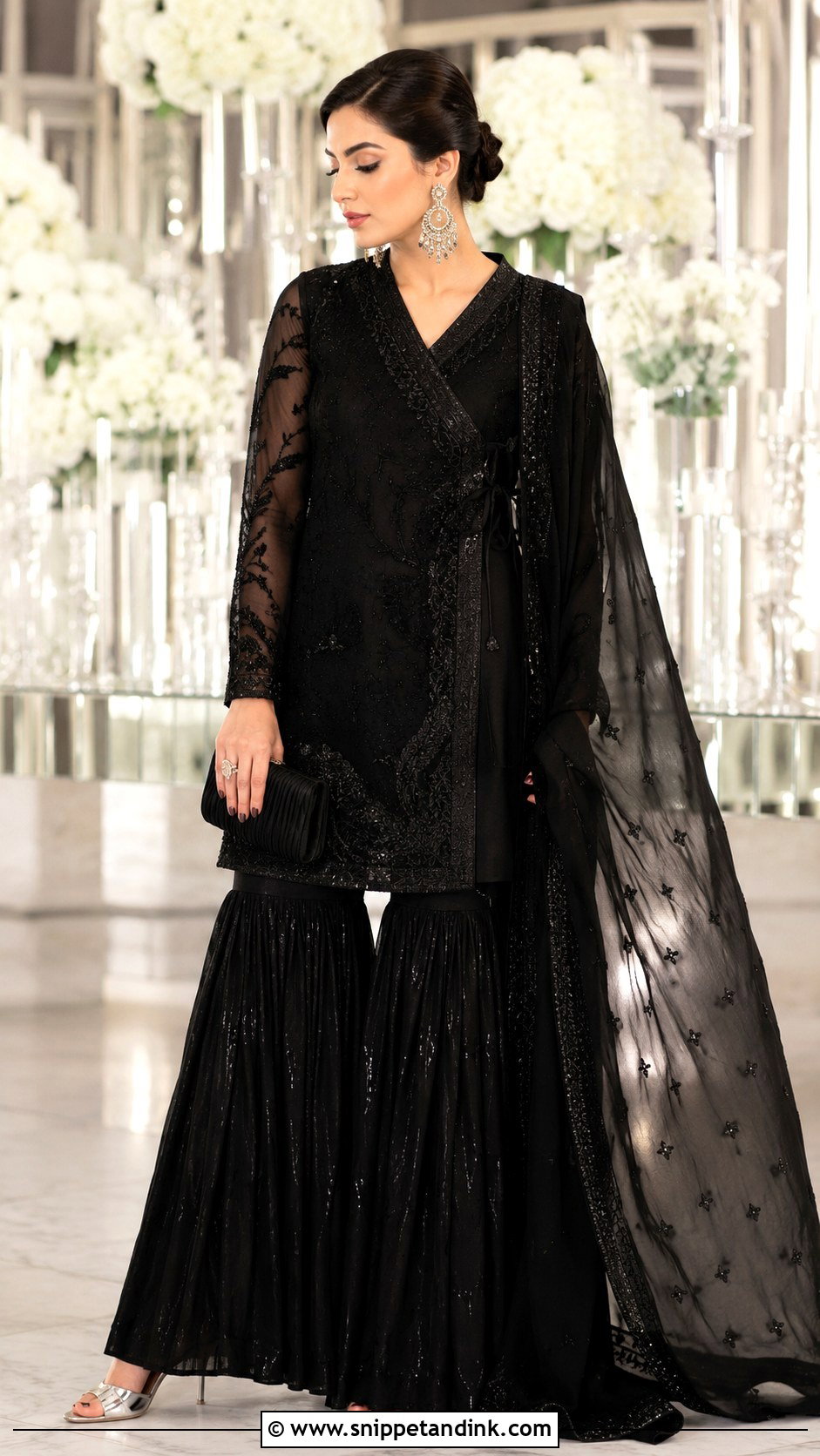Black Formal Angrakha Outfit - Snippet and Ink - 30 Pakistani Wedding Outfits Sisters