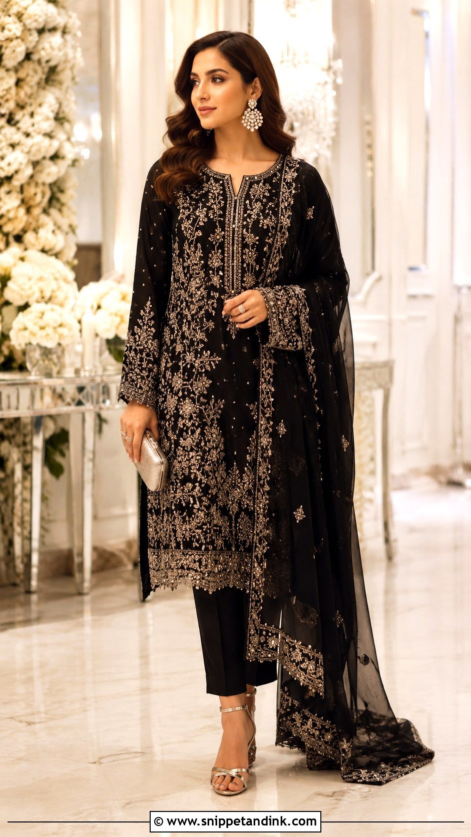 Black Formal Pakistani Dress For Reception - Snippet and Ink - 25 Pakistani Wedding Dresses Sisters
