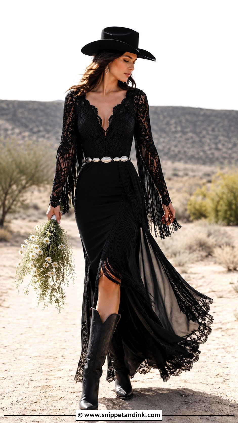 Black Fringe Western Wedding Dress - Snippet and Ink - 20 Black Western Wedding Dress Ideas