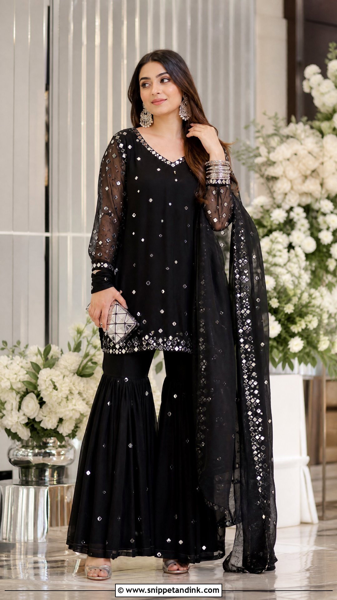 Black Garara Suit With Mirror Work - Snippet and Ink - 20 Garara Suits Designs for Wedding