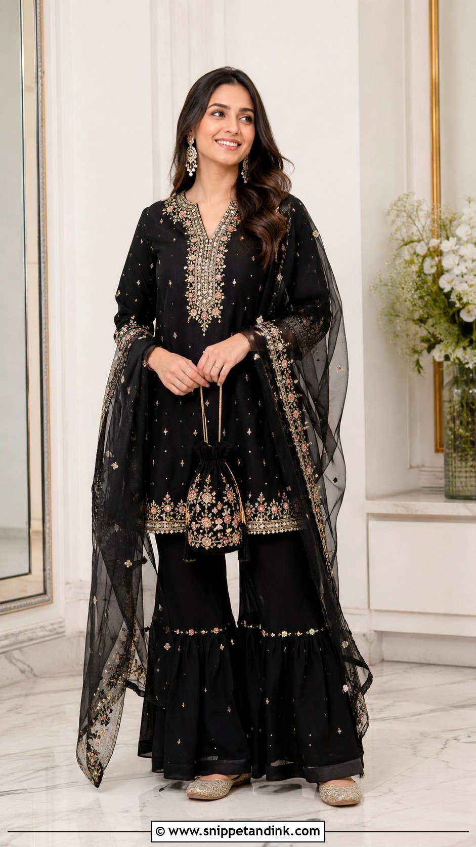 Black Gharara Suit - Snippet and Ink - 20 Black Indian Wedding Dress Ideas
