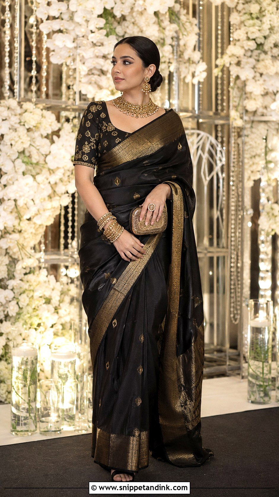 Black Gold Maggam Work Bridal Blouse - Snippet and Ink - 20 Bride Maggam Work Blouses Ideas