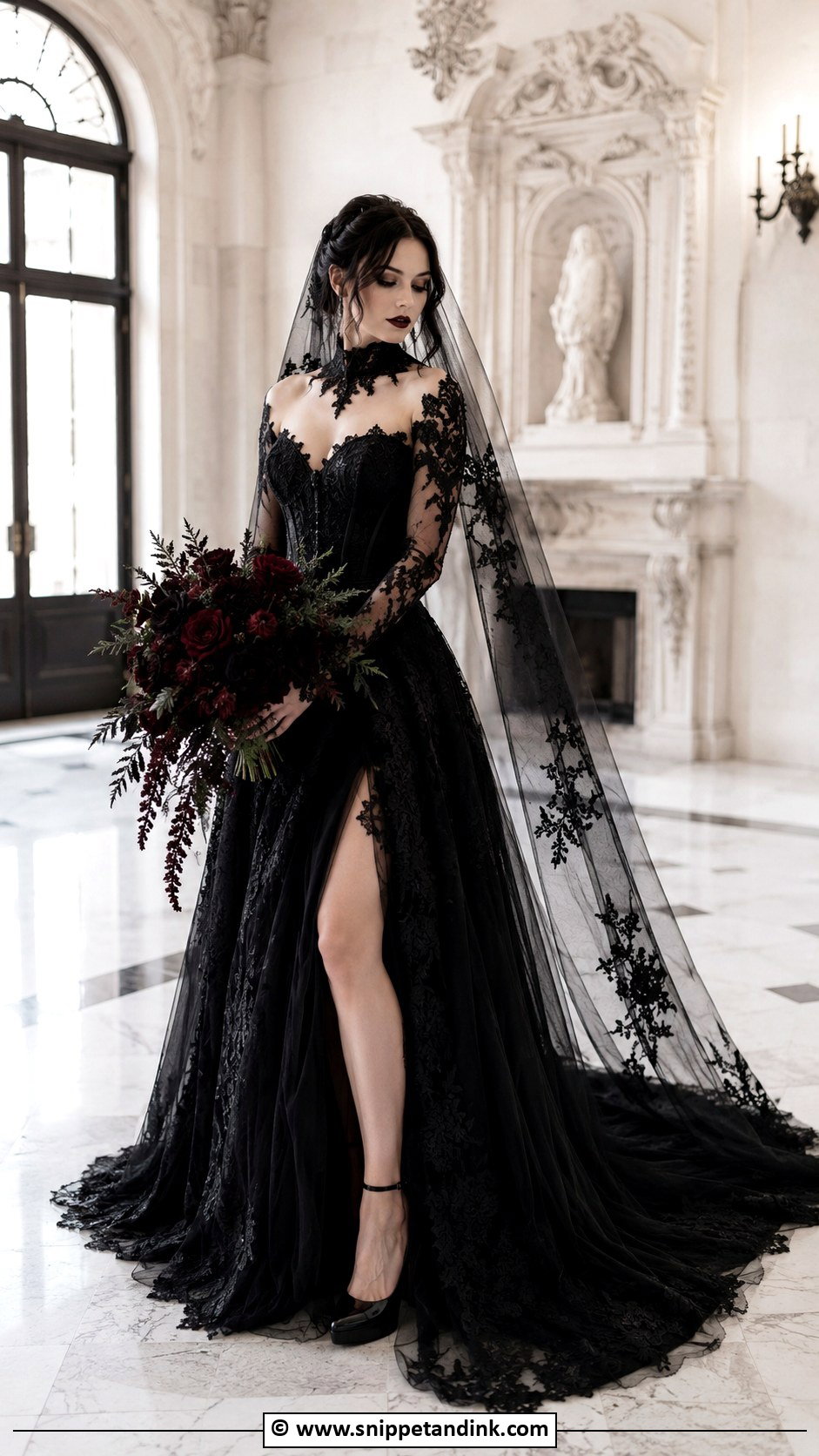 Black Gothic Bridal Gown - Snippet and Ink - 25 Black Bridal Gown Ideas