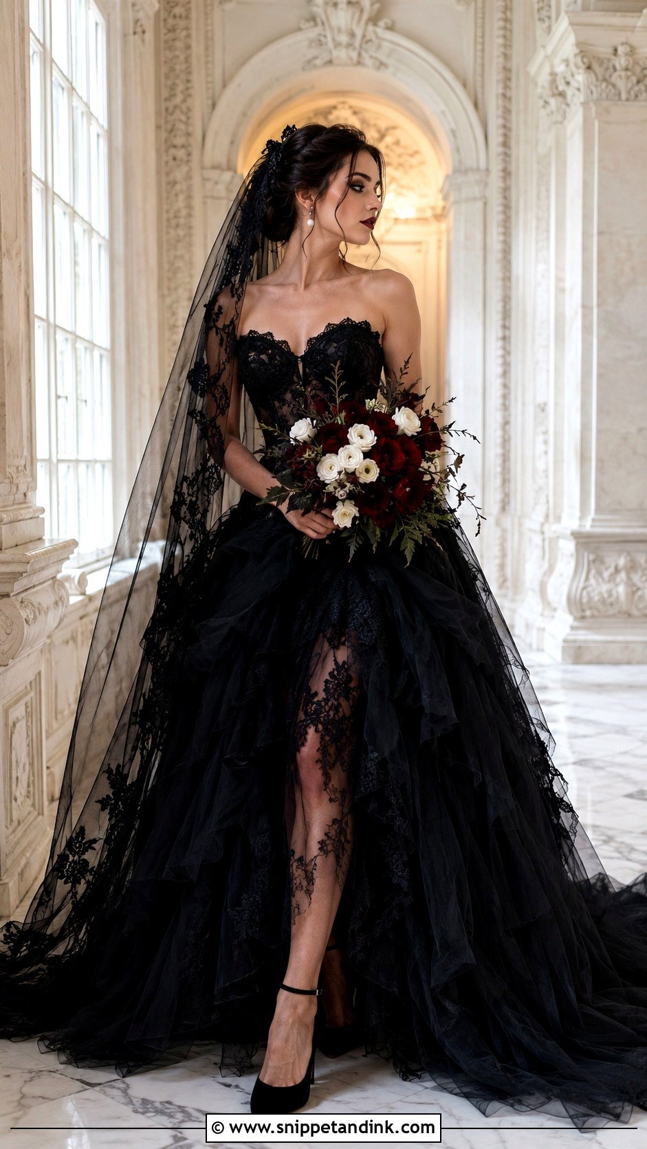 Black Gothic Wedding Dress - Snippet and Ink - 25 Black Wedding Dress Aesthetic Ideas